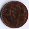 Монета 1/2 пенни. 1933 год, Ирландия.