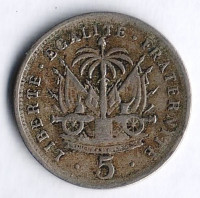 Монета 5 сантимов. 1904(w) год, Гаити.