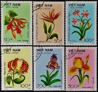 Набор почтовых марок (6 шт.). "Цветы (I)". 1989 год, Вьетнам.