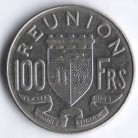 Монета 100 франков. 1964 год, Реюньон.
