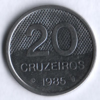 Монета 20 крузейро. 1985 год, Бразилия.