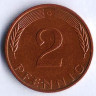 Монета 2 пфеннига. 1987(G) год, ФРГ.
