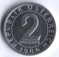 Монета 2 гроша. 1984 год, Австрия. Proof.