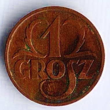 Монета 1 грош. 1935 год, Польша.