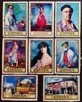 Набор почтовых марок (8 шт.). "Художники - Игнасио Сулоаги". 1971 год, Испания.