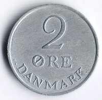 Монета 2 эре. 1966(C;S) год, Дания.