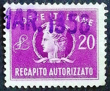 Почтовая марка. "Авторизованная доставка". 1952 год, Италия.