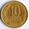 Монета 10 песо. 1984 год, Чили.