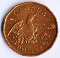 Монета 1 доллар. 2008 год, Канада. Олимпийские Игры, Пекин-2008. Полярная гагара.