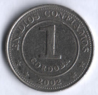Монета 1 кордоба. 2002 год, Никарагуа.