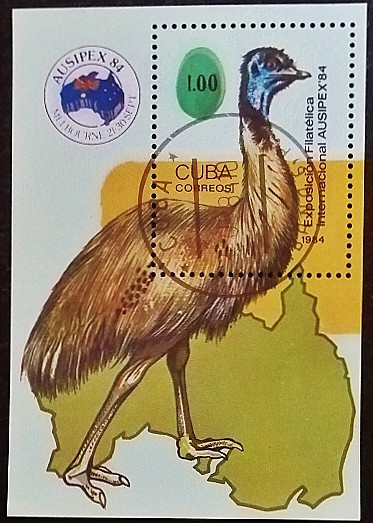 Мини-блок. "Филателистическая выставка AUSIPEX '84, Мельбурн". 1984 год, Куба.
