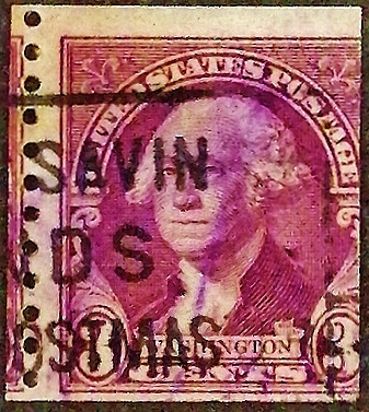 Почтовая марка (3 c.). "Джордж Вашингтон". 1932 год, США.