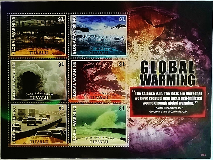 Блок марок (6 шт.). "Глобальное потепление (I)". 2007 год, Тувалу.