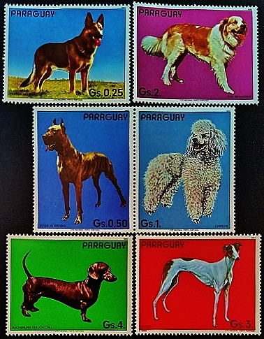 Набор марок (6 шт.). "Собаки". 1984 год, Парагвай.