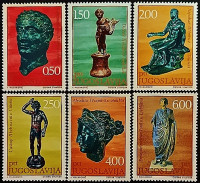 Набор марок (6 шт.). "Античные бронзовые статуэтки". 1971 год, Югославия.