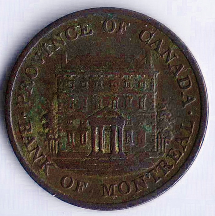 Токен 1/2 пенни. 1844 год, Нижняя Канада.