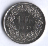 1 франк. 1987 "В" год, Швейцария.