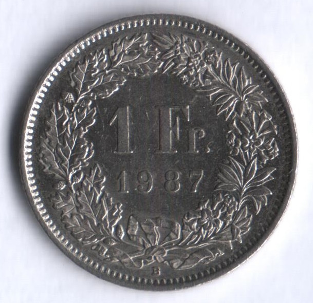 1 франк. 1987 "В" год, Швейцария.