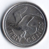 Монета 10 центов. 2003 год, Барбадос.