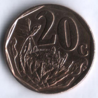 20 центов. 1996 год, ЮАР.