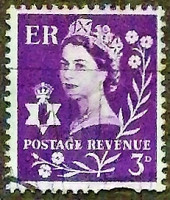 Почтовая марка (3 p.). "Королева Елизавета II". 1958 год, Северная Ирландия.