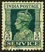 Почтовая марка (3 p.). "Король Георг VI". 1939 год, Британская Индия.