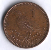Монета 1 пенни. 1989(AF) год, Гибралтар.