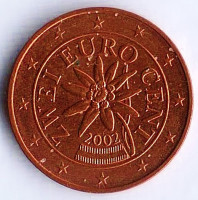 Монета 2 цента. 2002 год, Австрия.