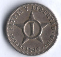 Монета 1 сентаво. 1946 год, Куба.