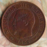 Монета 5 сантимов. 1856(W) год, Франция.