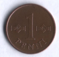 1 пенни. 1969 год, Финляндия.