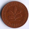 Монета 1 пфенниг. 1971(J) год, ФРГ.
