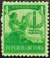 Марка почтовая (1 c.). "Сигарная промышленность". 1939 год, Куба.