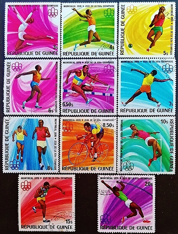 Набор почтовых марок (11 шт.). "Летние Олимпийские игры, Монреаль`1976". 1976 год, Гвинея.