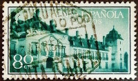 Почтовая марка (80 c.). "Королевский дворец Эль-Пардо в Мадриде". 1955 год, Испанская Гвинея.