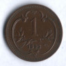 Монета 1 геллер. 1893 год, Австро-Венгрия.