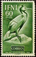 Почтовая марка (60+15 c.). "Баклан обыкновенный". 1952 год, Ифни.
