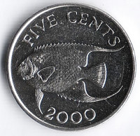 Монета 5 центов. 2000 год, Бермудские острова.