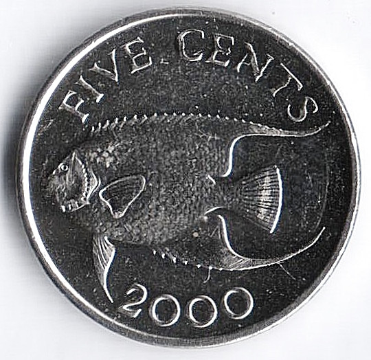 Монета 5 центов. 2000 год, Бермудские острова.