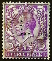 Марка (перфин) "L". "Король Георг V ". 1912 год, Великобритания.