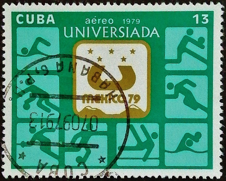 Почтовая марка. "X Всемирные студенческие игры, Мехико". 1979 год, Куба.