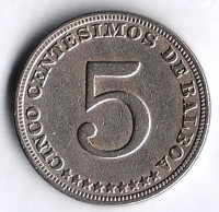 Монета 5 сентесимо. 1932 год, Панама.