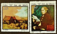 Набор почтовых марок (2 шт.). "День печати". 1969 год, Куба.
