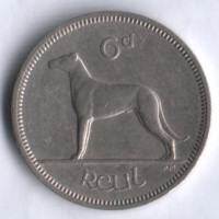 Монета 6 пенсов. 1966 год, Ирландия.