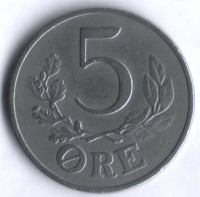 Монета 5 эре. 1942 год, Дания. N;S.