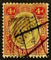 Почтовая марка. "Король Эдуард VII". 1908 год, Ньясаленд.