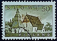 Почтовая марка (50 m.). "Церковь Ламми". 1957 год, Финляндия.