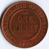 Монета 1 пенни. 1936(m) год, Австралия.