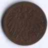 Монета 1 пфенниг. 1904 год (A), Германская империя.