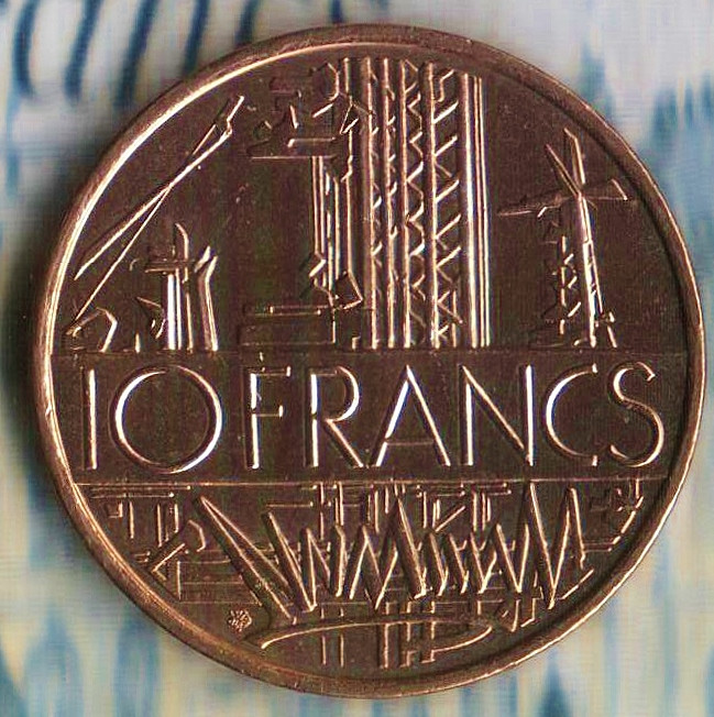 Монета 10 франков. 1987 год, Франция.